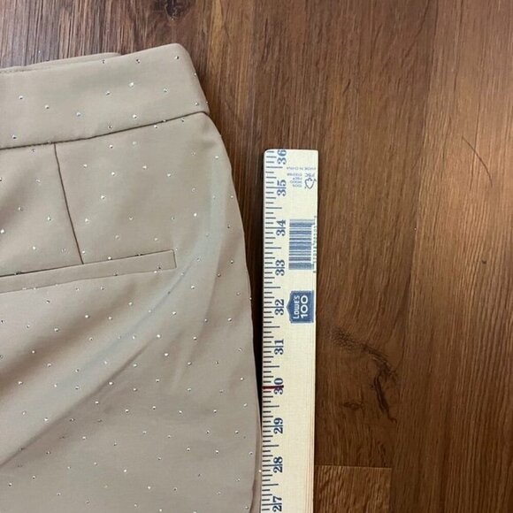 Rachel Zoe Rhinestone Dot Slim Pants Camel Tan Size 4 Sparkle Embellished Glam - Picture 14 of 16